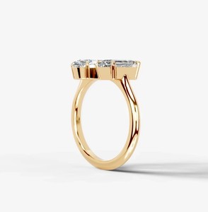 Two Stone Toi Et Moi Oval Cut Moissanite <b>Engagement</b> <b>Ring</b> 925 Sterling Silver Gold Plated <b>Unique</b> Romantic Bridal Fine Party - Product Image 3