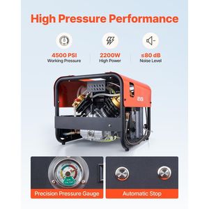 Compressore d'aria PCP 4500PSI/30Mpa per bombole subacquee con arresto automatico, doppio cilindro, industriale, costruzione robusta - Product Image 5