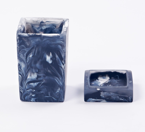 Ensemble de salle de bain moderne en résine marbrée écologique, 7 pièces, porte-savon et boîte à mouchoirs carrés, décoration pour la maison - Product Image 1