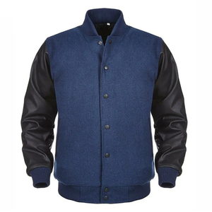 Chaqueta Varsity Personalizada de Lana con Mangas de Cuero para Hombre, Chaquetas Universitarias, Proveedor OEM, Precio de Fábrica en Pakistán - Product Image 1