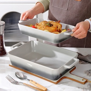 <b>Ceramic</b> Baking Dish Rectangular Oven Safe Dishwasher Safe Minimalist Design With Handles For Roasting And Cooking - Product Image 1