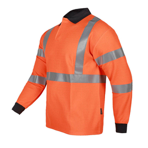 Chemises haute visibilité personnalisées, orange, manches longues, polo réfléchissant, vêtements de travail résistants au feu, polos de sécurité pour la construction - Product Image 3