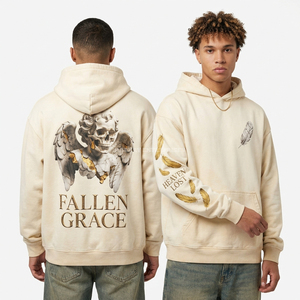 Sudadera con Capucha de Felpa Premium de 400 g/m² para Hombre, Bordado de Texto Estético, Logotipo Personalizado, Alta Calidad, Corte Holgado, Estilo Hip Hop Urbano - Product Image 2