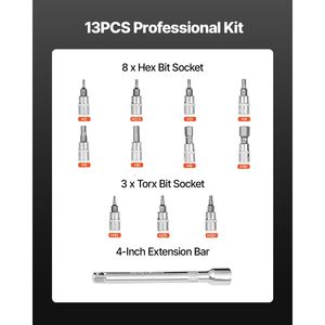 Set di Chiavi Dinamometriche a Scatto di Alta Precisione con 72 Denti, Doppia Scala, 3% di Precisione, Attacco da 1/4 di Pollice, 20-200 lbf, Doppia Direzione per Utensili da Officina - Product Image 2
