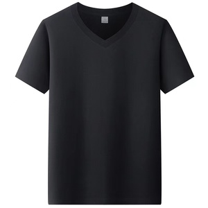 V-Neck Short Sleeve <b>T</b>-<b>Shirt</b> 100% Cotton Plain Dyed Solid Color Unisex Regular Fit Adults Summer Seasons - Product Image 1