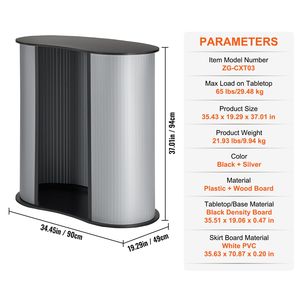 Espositore Portatile Pieghevole per Fiere, Bancone da Esposizione 90x50x94 cm, Tavolo Podio per Esposizioni - Product Image 3