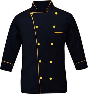 Chaqueta de Chef Unisex Negra de Poliéster con Bordado Artesanal, Manga Larga, Decorativa, para Cocina, Hogar, Regalo, Hotel, Uso Culinario - Product Image 1