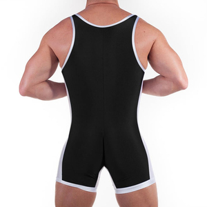 Combinaison de lutte pour hommes, une pièce, sans manches, ajustée, compression, extensible, en spandex et nylon, pour l'entraînement et la compétition athlétique - Product Image 5