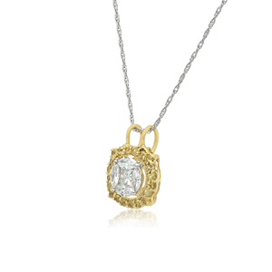 Collier pendentif Fleur Halo en diamant naturel taille Princesse et Marquise 0,98 carats, en argent sterling plaqué or, serti à griffes, tendance pour femme - Product Image 3