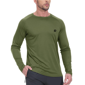 Camiseta de Manga Larga Lisa de Alta Calidad para Hombre, Poliéster/Algodón, Antiarrugas, Secado Rápido, Transpirable - Product Image 1