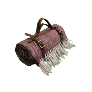 ผ้าห่มทอลายก้างปลาเบอร์กันดีเนื้อนุ่ม - Product Image 5