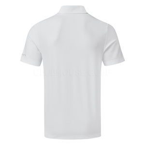 เสื้อโปโลแขนสั้นสีขาวสำหรับผู้ชาย ผ้าถัก แห้งเร็ว สไตล์กอล์ฟ ทรงปกติ สีพื้น โลโก้ที่แขนซ้าย - Product Image 2