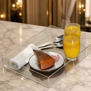 Clear <b>Plastic</b> Round Glossy Modern <b>Serving</b> <b>Tray</b> Lightweight Organizer for Home and Events for Donut Display - Product Image 1