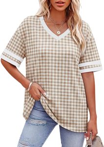 Camiseta de Manga Corta con Cuello en V para Mujer, Estampado de Bandera Americana, Corte Holgado, Informal, para Primavera/Verano, Cómoda, ODM - Product Image 5