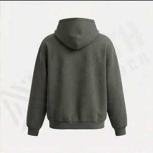 Hoodie streetwear personnalisé sans cordon, en molleton vierge, double couche, effet vintage, délavé à l'acide, délavé soleil, vieilli, couleur personnalisable - Product Image 2