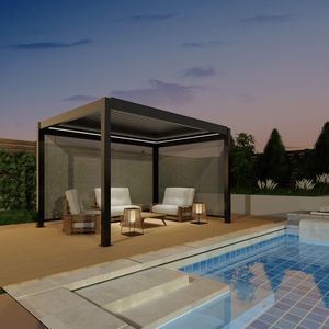 Tenda a Lamelle Motorizzata da Esterno con Luci LED e Telecomando per Patio, Giardino, Pergola e Gazebo - Product Image 3