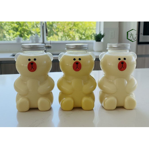500ml Cute Bear Shape PET <b>Plastic</b> Bottle <b>Jar</b> with Aluminum Lid Made Vietnam Screw Cap Sealing for Beverage Packaging Export Asia - Product Image 3