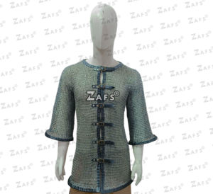 Auténtica Camisa Medieval de Media Manga con Cadena y Adornos de Cuero, Hecha a Mano en Acero Suave, Disfraz de Guerrero, Cosplay, Armadura para Recreación Histórica - Product Image 1
