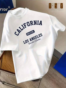 T-shirt pour homme 100% coton - Coupe ajustée, manches courtes, épaules tombantes, été, impression DTF California 200g, logo personnalisé - Product Image 2