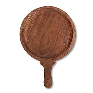 Tabla de Cortar Redonda de Madera - 1.5 cm de Grosor - Apta para Lavavajillas - FAIZA CRAFT - Ecológica para Preparar Pizza, Frutas y Queso - Product Image 5