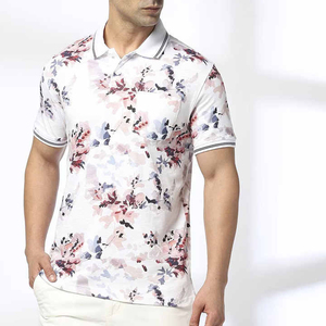 Camisa Polo de Manga Corta con Estampado Floral para Hombre, Corte Regular, Estilo Casual, 100% Algodón Popelina, Diseño Transpirable - Product Image 1