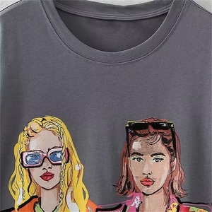 Camisetas deportivas casuales personalizadas, ecológicas, para mujer, de gran tamaño, 100% algodón jersey, 220 g/m², precio al por mayor. - Product Image 3