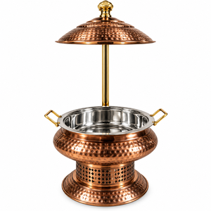 Plat de service professionnel en acier inoxydable de qualité supérieure, design royal, durable et écoresponsable, avec finition miroir et couvercle à charnière, pour buffet et maintien au chaud des aliments - Product Image 4
