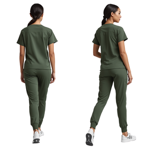 Conjunto de Uniforme Médico para Mujer, Estilo Jogger, Tejido Elástico de Mezcla de Algodón - Product Image 3