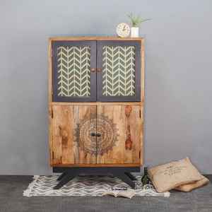 Buffet moderne industriel modulaire écologique et durable en bois de manguier et armoire à parfums rustique en bois massif - Product Image 2