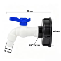 Robinet à bille en plastique fileté 1/2 3/4 po avec adaptateur de réservoir IBC à filetage femelle S60, bouchon en plastique pour réservoir IBC, robinet pour l'eau de jardin domestique