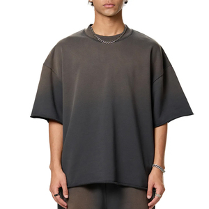 Men's 300g Heavyweight 100% Cotton Jersey <b>T</b>-Shirt Vintage Style Silk Screen Stone Wash Oversized Short Sleeve Europe America - Product Image 1