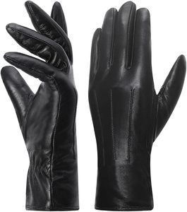 Womens Leather <b>Gloves</b> Winter Warm Fleece Lining <b>Touchscreen</b> Vintage Finished - Product Image 3