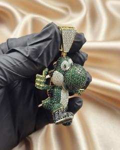 Pendentif dinosaure Yoshi en moissanite VVS style hip-hop, personnage de dessin animé, plaqué or jaune 14K, breloques en argent 925 - Product Image 2