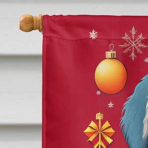 Viejo perro pastor inglés vacaciones Navidad gran porche bandera Multicolor poliéster patio Banner ilustraciones para casa pared colgante manga - Product Image 3