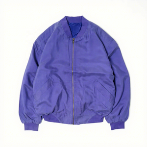 <b>Men's</b> <b>Purple</b> Polyester Bomber Jacket Regular Fit Mandarin Collar Single Button Casual Solid Color Breathable Windproof Winter - Product Image 6