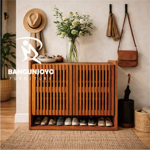 ชั้นวางรองเท้าไม้ทันสมัย แข็งแรง ทนทาน ดีไซน์ประหยัดพื้นที่ เหมาะสำหรับอพาร์ทเมนต์ เป็นมิตรกับสิ่งแวดล้อม ใช้จัดเก็บของในบ้าน - Product Image 1