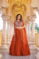 LAHENGA CHOLI DUPATTA PURE RANGOLI SILK 9 MTS. FLAIR HEAVY MOTI BIDS SEQUNCE EMBROIDERY WORK Robe de soirée vintage longue pour mariage