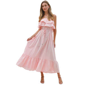 Vestido largo floral para mujer, vestido informal de verano con lazo frontal y corte en A - Product Image 1