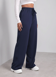 Pantalones de Mujer de Cintura Media, Corte Acampanado, 100% Algodón, Tejido de Rizo, Transpirables, Corte Regular, Largos, con Cordón, Estilo Casual de Invierno, 220g - Product Image 6