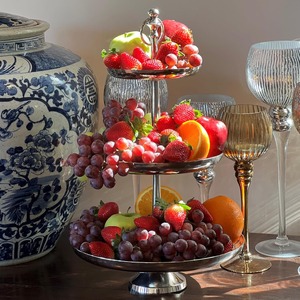 Premium design three tier metal serving stand with <b>hammered</b> texture and antique silver finish perfect for desserts snacks cup - Product Image 4