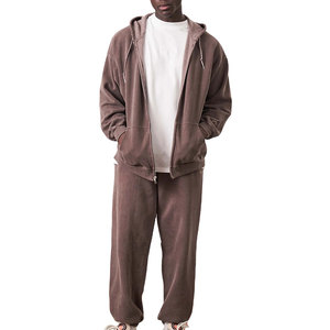 2026 New Design Winter Acid Wash <b>Tracksuit</b> Breathable Soft Fabric Casual Wear Hooded Drawstring Closure Men's Low Price - Product Image 1