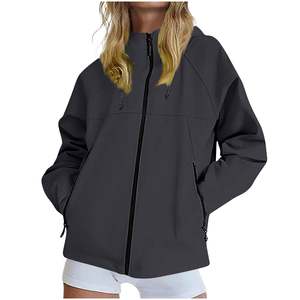 <b>Drop</b> Tail Women Windbreaker Hooded Long <b>Back</b> Curved Hem Sport Coat Performance Athletic Active Winter Outerwear Collection - Product Image 1