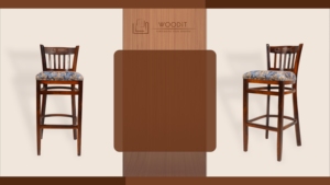 Modern Classic Traditional Slated <b>Bar</b> <b>Stool</b> Solid Hard Wood With Patterned Jacquard Fabric Upholstered Seat High <b>Stool</b> <b>Bar</b> Chair - Product Image 3