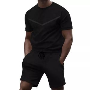 Ropa de entrenamiento de verano personalizada, nuevo diseño, camisetas de cuello redondo ecológicas, pantalones cortos, patrón sólido, Joggers, conjunto de 2 piezas informal - Product Image 4