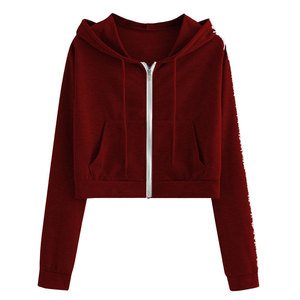 Hoodie court surdimensionné personnalisé pour femme en molleton 100 % coton brodé, doublé, respirant, à manches longues, idéal pour l'hiver - Product Image 5