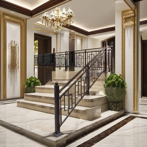 Rampe d'escalier moderne en fer forgé, design décoratif personnalisé, main courante noire d'intérieur, balustres ornementaux de luxe pour villa, résistant à la rouille - Product Image 5