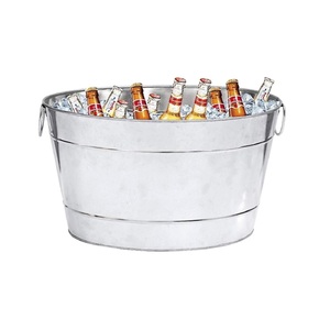Nouvel Arrivage : Grande Baignoire à Boissons Ovale Galvanisée avec Poignées Latérales, Seau à Glace et Refroidisseur à Vin en Métal pour Fêtes, Taille Personnalisable - Product Image 2