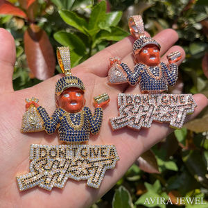 จี้เพชรโมอิสซาไนต์แท้ เงินแท้ 925 ชุบทองคำสีกุหลาบ สไตล์ฮิปฮอป สำหรับทุกเพศ เหมาะสำหรับใส่ไปงานปาร์ตี้ พร้อมใบรับรอง IDGL - Product Image 2