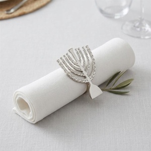 Wholesale Zinc Alloy Silver Plated Menorah Napkin <b>Ring</b> Modern Judaica Tableware Ornaments for Hanukkah Party Kosher Dinner Event - Product Image 1