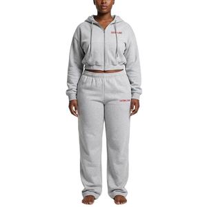 Ensemble de yoga pour femme : sweat à capuche court et pantalon taille haute à jambes larges, taille élastique, ensemble décontracté deux pièces pour le jogging - Product Image 3
